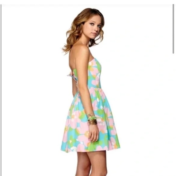 NWT - Lilly Pulitzer Shorely Blue Strapless Floral Dress - Size 4 - Picture 3 of 13